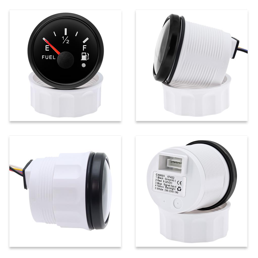 4-20mA 52mm Fuel Level Gauge with Alarm Flashing Current Signal Oil Tank Meter Indicator Waterproof Red LED for Car Boat Custom