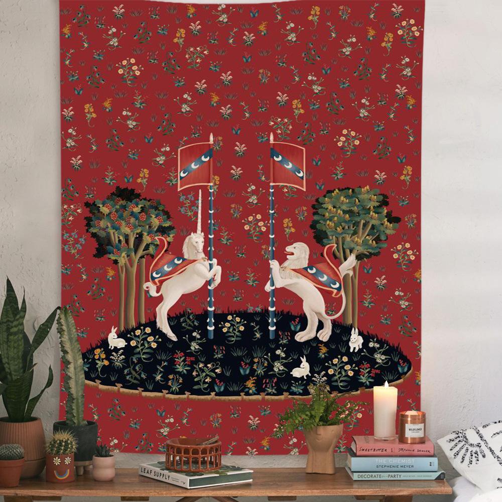 The Unicorn In Captivity Wall Tapestry Cover Beach Towel Picnic Yoga Mat Home Decoration Animal Wall Covering Blanket