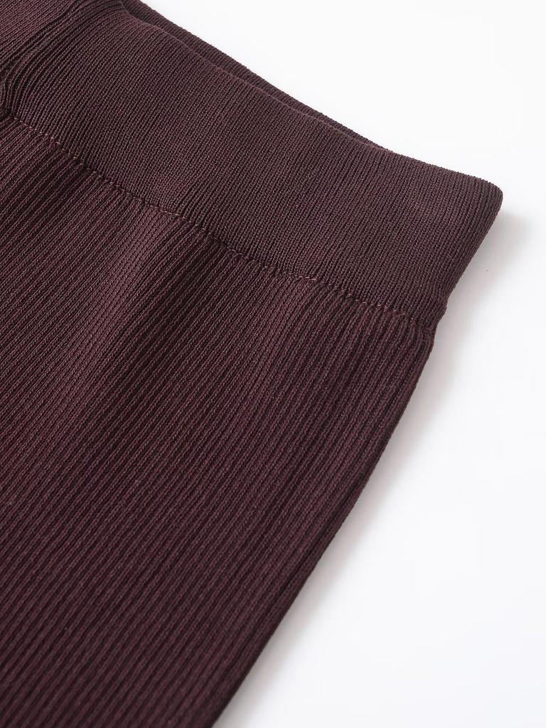 2025 Spring Women's European American Style Ribbed Knit Deep V-Neck Top & Casual Straight-Leg Pants Set