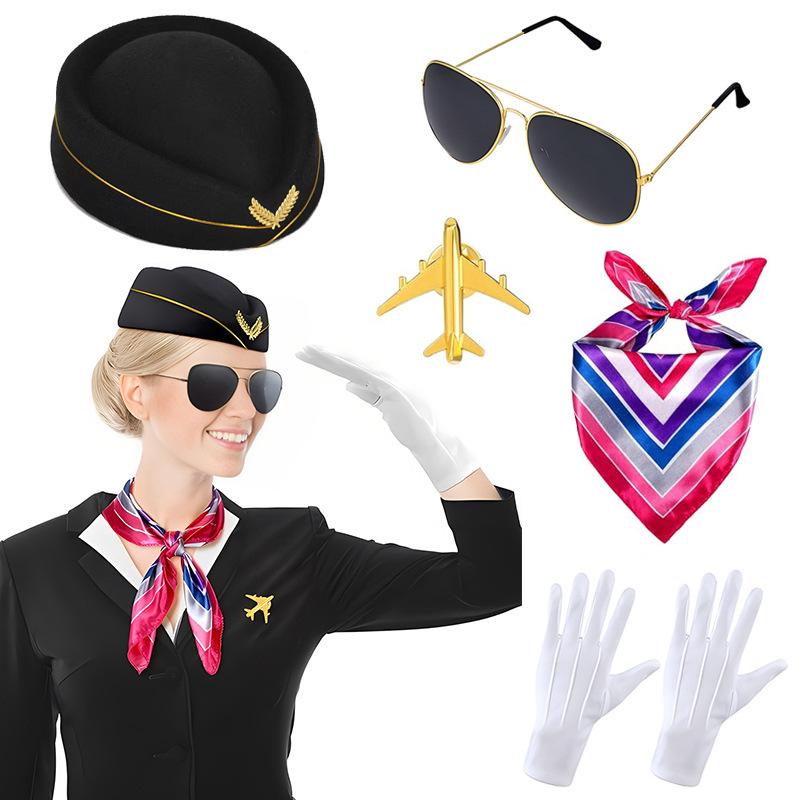 Halloween Stewardess Captain Costume Party Role Play Airline Crew Cosplay Prop Fun Essential