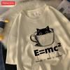 A Cup Of Kitten Is Equivalent To A Lattecotton Women TShirts Cartoons Prints Tops Soft ONeck Oversize T Shirt Summer Clothes