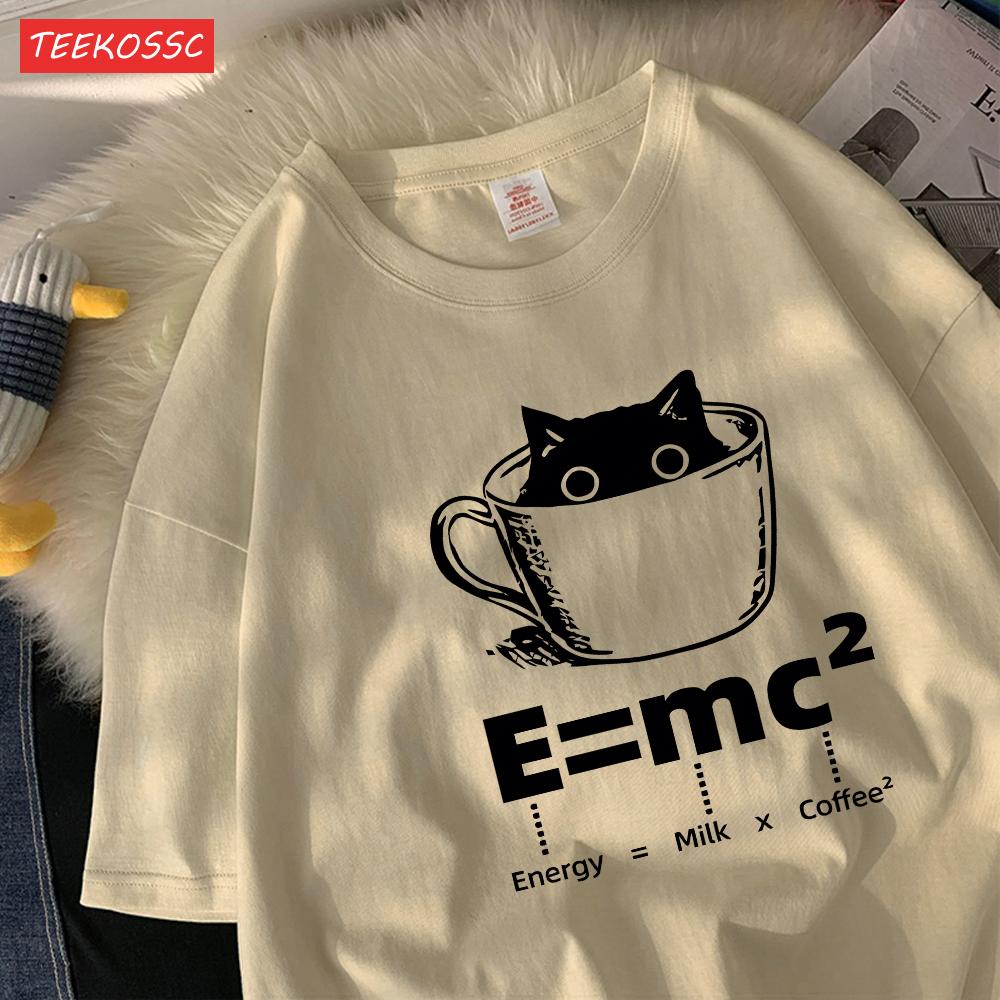 A Cup Of Kitten Is Equivalent To A Lattecotton Women TShirts Cartoons Prints Tops Soft ONeck Oversize T Shirt Summer Clothes