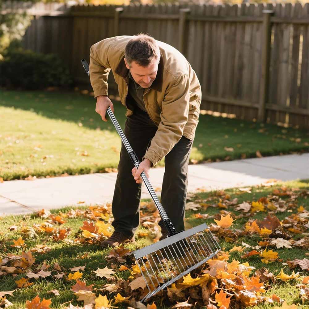 Multifunctiona steel rake Manganese Steel Durable Laborsaving Agricultural Nine-tooth Nail Rake for raking grass, loosening soil