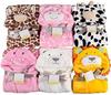 CREDIBLE Baby/Toddler Animal Bathrobe Poncho and Baby Bib Set (6 pieces) with Original Merchandise (Bear, Pink) BM0217A