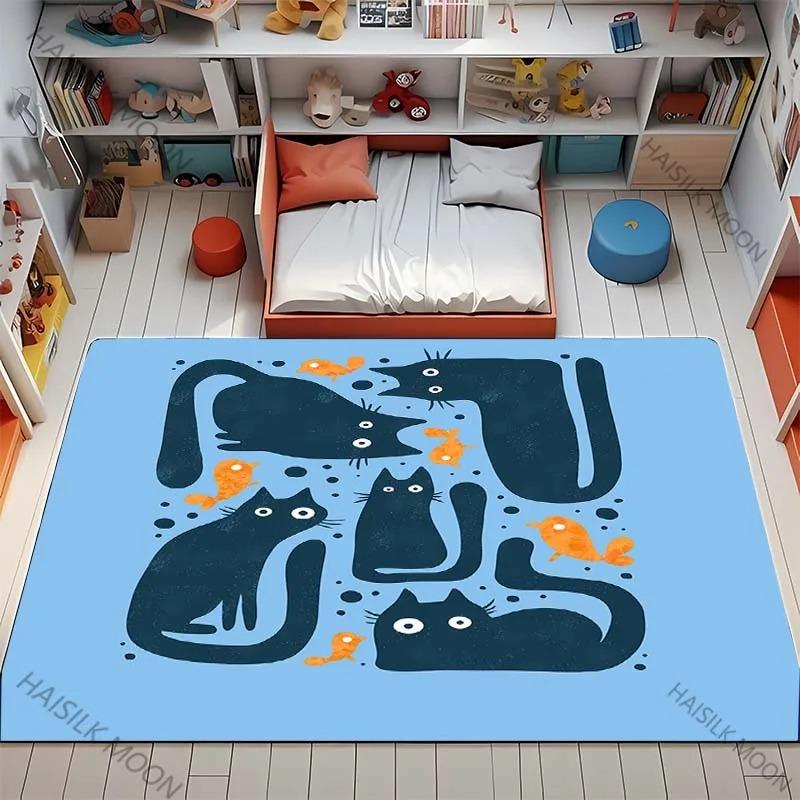 Cartoon Cat Carpet Mat Rug Home Decoration Modern Educational Play Mat Kids Room Floor Mat Living Room Decoration Bedroom Decor