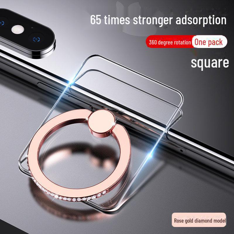 Diamond-Studded 360° Rotating Ultra-Thin Phone Ring Holder with Strong Adhesive for Universal Support
