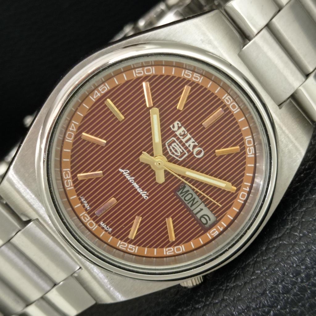 GENUINE VINTAGE SEIKO 5 AUTOMATIC 7019A JAPAN MENS BROWN DIAL WATCH A709179-1