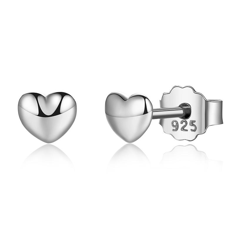 WOSTU Silver Earrings Real 925 Sterling Silver Asymmetrical Heart Hoop Earrings for Women Fashion Silver Earring Jewelry Gift