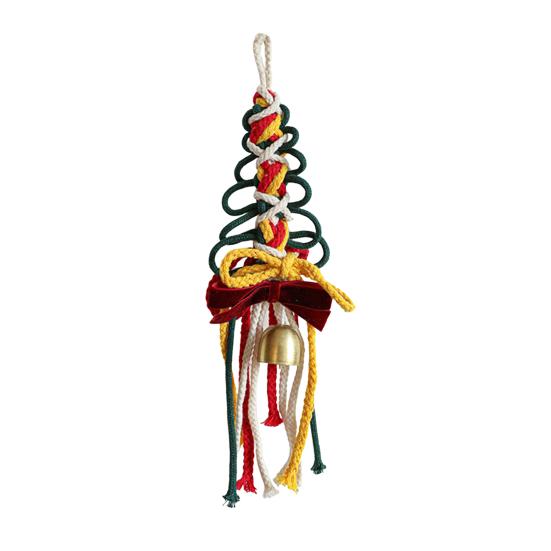 

Yousheng 1/3Pcs Christmas Pendant with Golden Bells Colorful Rope Hand-Woven Christmas Tree Shape Seasonal Pendant Holiday Decoration