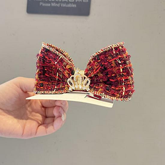 Rote Schleife Prinzessinnenkrone Haarspange für Mädchen - Elegantes Herbst-/Winter-Accessoire