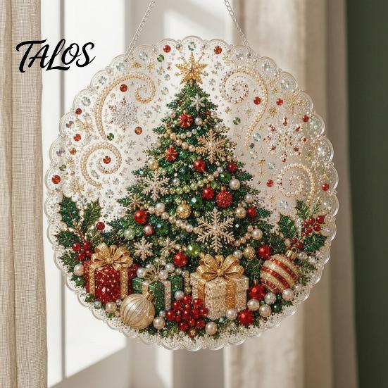 Decorazioni per Pittura Diamante Natalizie Suncatcher con Perle Finte, Pupazzo di Neve Babbo Natale Albero Carino Kit 3D con Perline Fai da Te Ornamenti per Feste