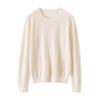 Women's Gentle Style Soft Pure Wool Pullover Sweater - Long Sleeve, Round Neck, Skin-Friendly Knit Base Layer for Spring