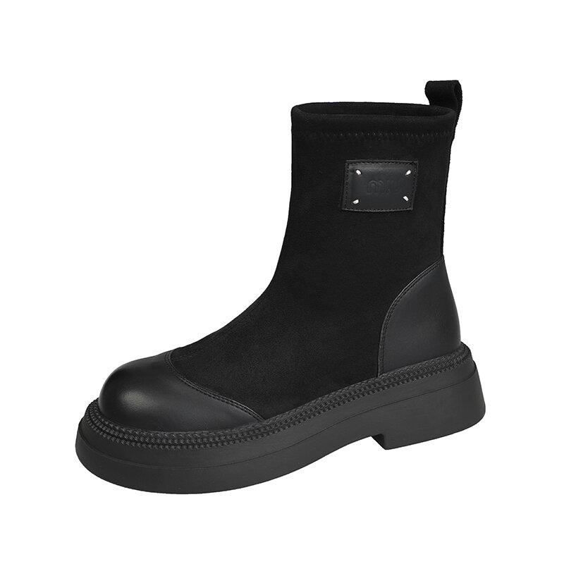 Fashion Flats Women Ankle Boots Winter Suede Platform Casual Cozy Walking Shoes Woman 2024 Trend Fashion Dress Designer Mujer Zapatillas