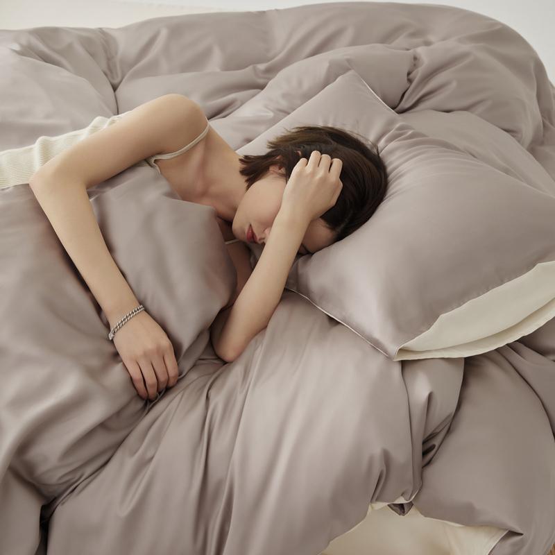 Simple 100% Lyocell Duvet Cover Set with Sheets Solid Soft Skin-friendly Queen Bedding Set King Natural Plant Fibre Quilt Cover