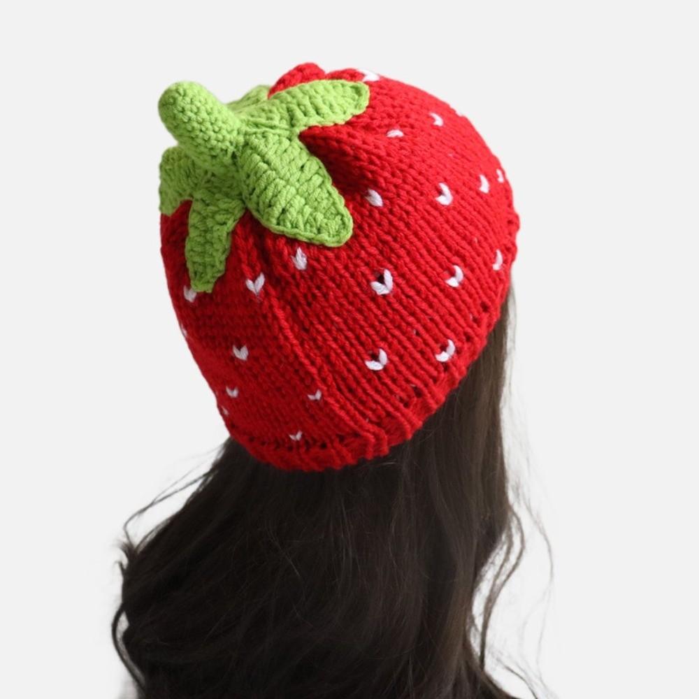 Playful Strawberry Pullover Cap Warm Pineapple Beanie Grape Knitted Fruit Hat Outdoor