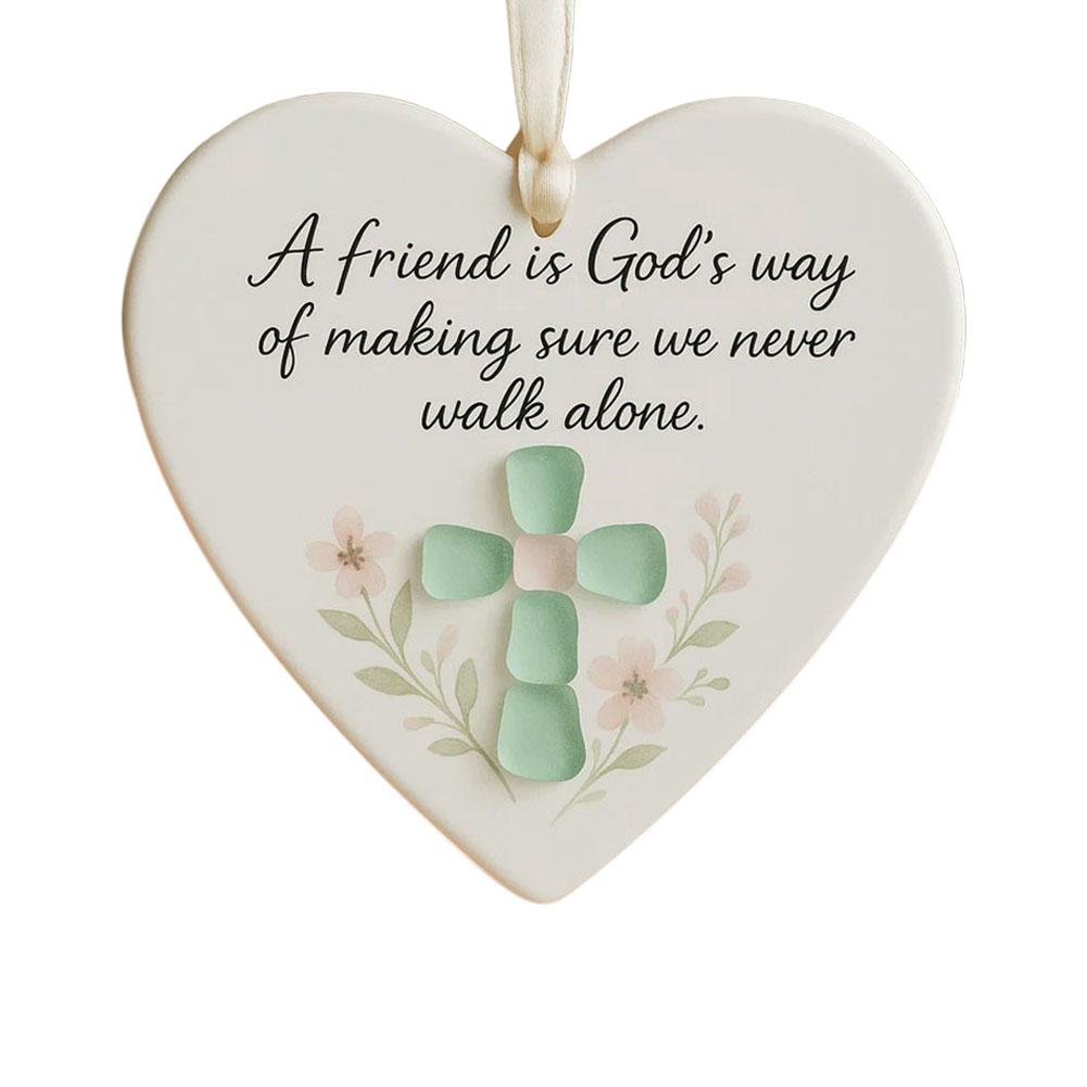 Friendship Love Cross Keepsake  Heart-Shaped  Friendship Decor, Timeless Friendship Heart Keepsake Ornament For Christmas Tree