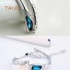 Fashion Lady Silvery Colory Color Metal Chain Bracelet Charm Cuff Peacock Blue Bangle Trinket