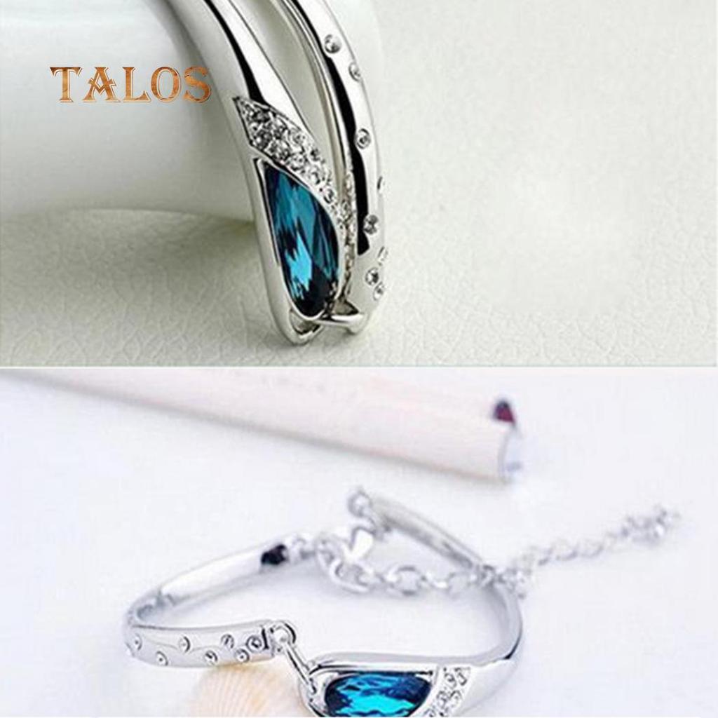 Fashion Lady Silvery Colory Color Metal Chain Bracelet Charm Cuff Peacock Blue Bangle Trinket