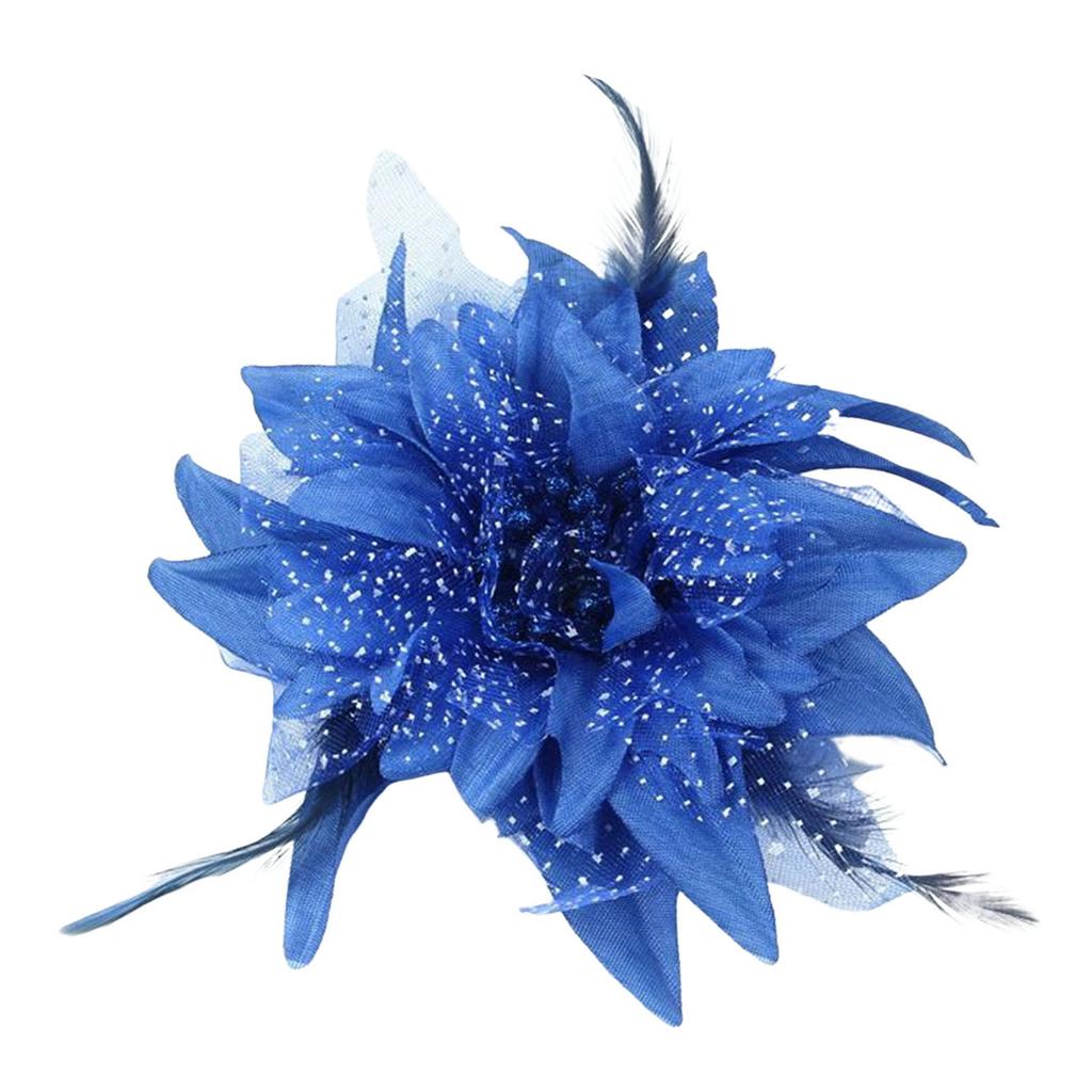 S161020 Large Lily Flower Hair Clip Feather Headpiece for Women Silk Cloth Foam Gauze Diameter 14CM