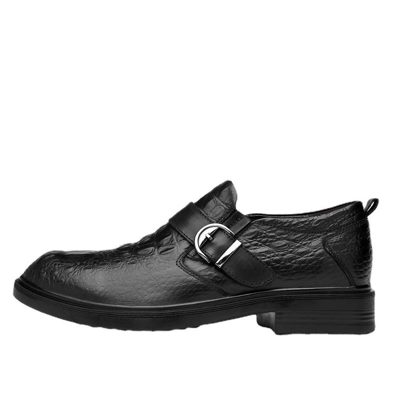 Men's Casual Business Crocodile Leather Shoes - Breathable Cowhide for Spring & Autumn