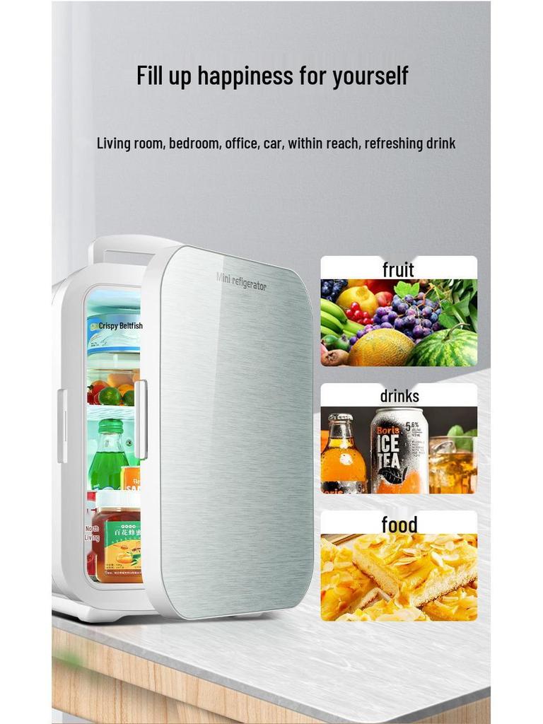 Compact Dual-Function Mini Fridge for Dorms, Bedrooms, and Cars - Ideal for Personal Use and Cosmetics.