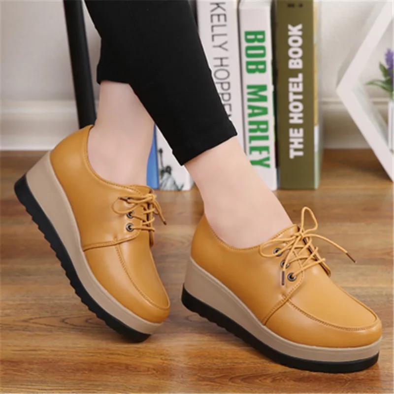 Mode Frühling Herbst Damen Oxford Schuhe Flach auf Plateau Freizeitschuhe Frenum Lederschuhe Nähen Runde Zehen Zapatos Mujer 2024 Neu