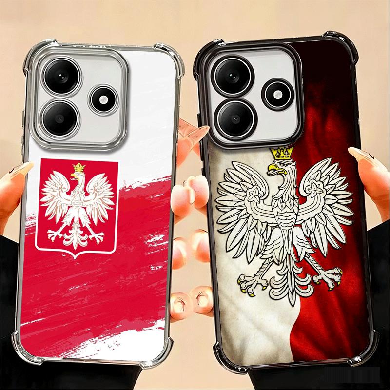 Poland Flag White Red Plating Phone Case For Xiaomi Poco X5 X6 X7 X8 Pro Max F8 Ultra F7 M8 M7 M5S Redmi 15C 15 14C 13C 13 X3 12