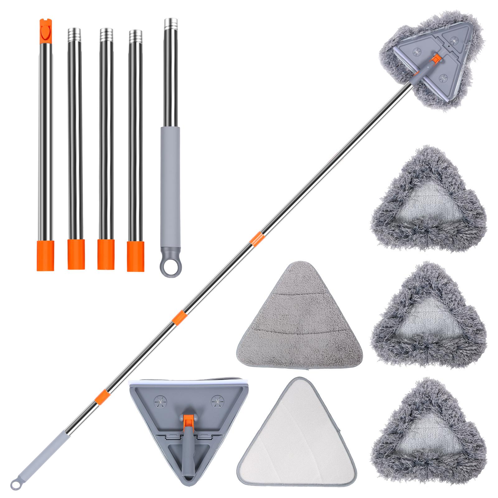 

Wall Cleaner Mop with Long Handle Ceiling Cleaning Tool Duster with 180° Foldable and 360° Rotating Head Includes 6 Pads