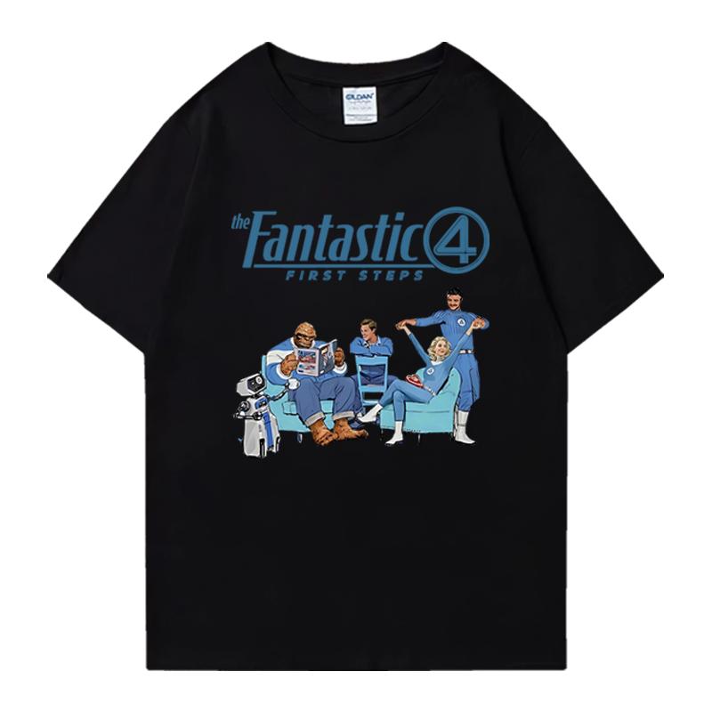 2025 The Fantastic Four First Steps Oversized 100% Cotton short sleeve t-shirts Hip Hop Men Women Summer Unisex T shirt clothing