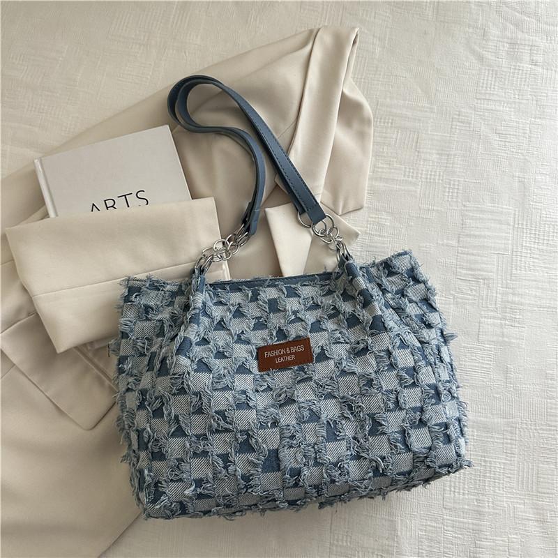 

Internet celebrity fresh casual fashion small square bag women 2025 summer denim shoulder bag Korean fashion tote bag синий