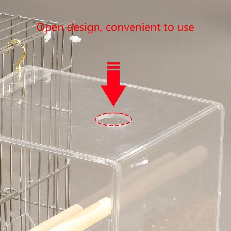 Dustproof Bird Food Box Hangable Feeding Box Automatic Bird Feeder Anti-spill Bird Food Container with Standing Perch