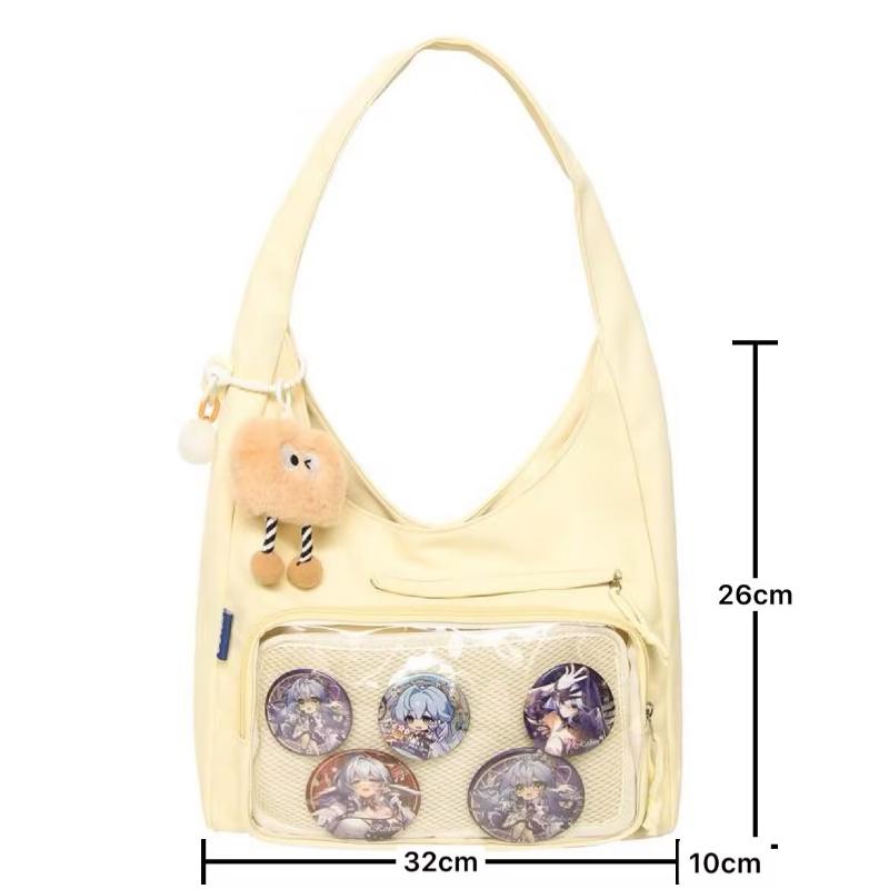 Portable Japanese Style Transparent Ita Bag for Women Large Capacity Canvas Tote Bag Casual PVC Lolita Handbag Daily