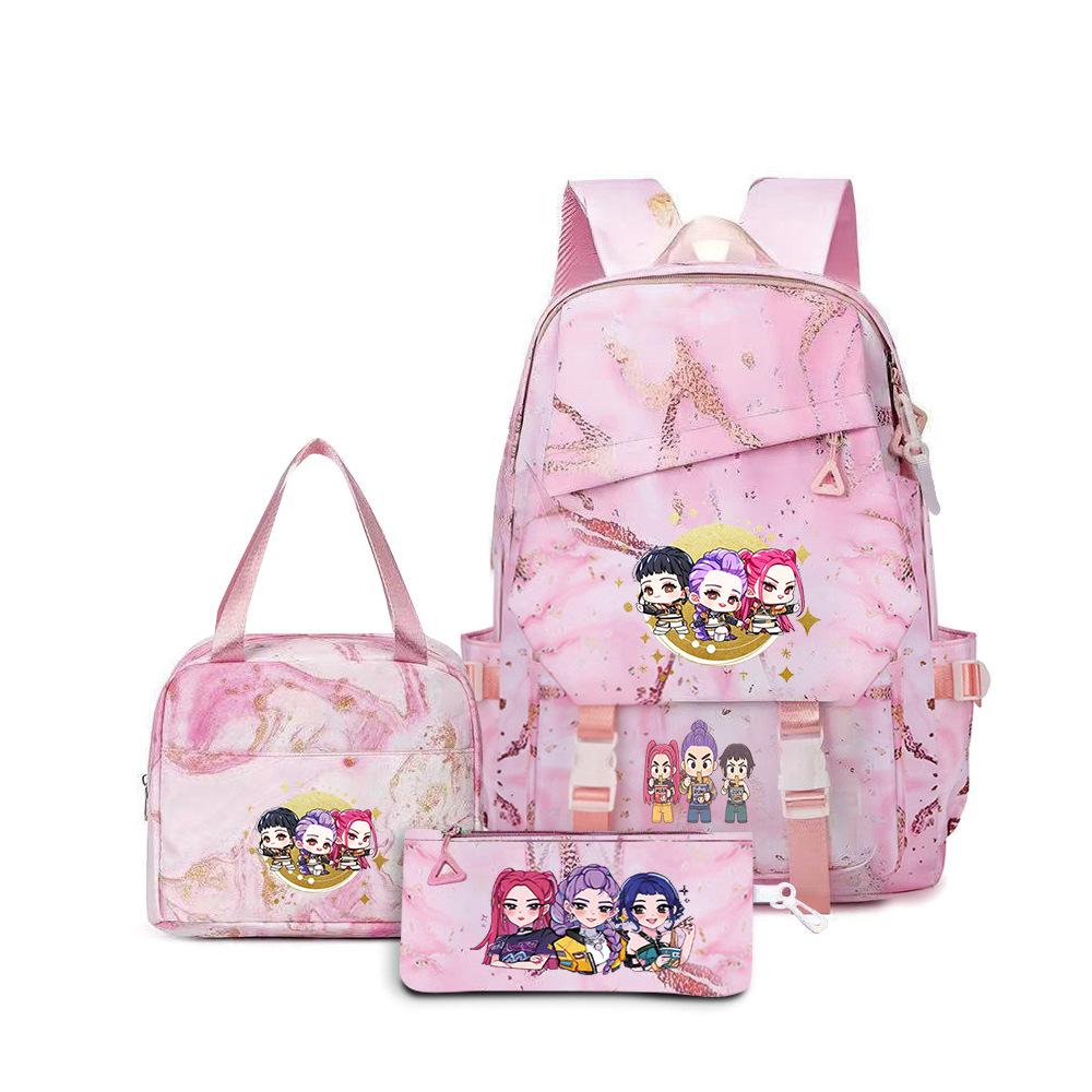 School Season Printed Student Schoolbag Backpack Shoulder Pencil Bag Three-Piece Set