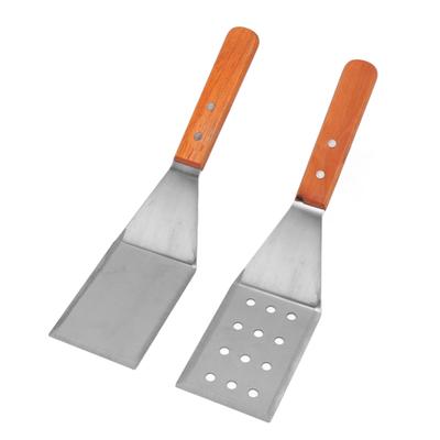 Špachtle obracečka Gril Plochá špachtle Nerezová ocel Pohodlné uchopení Dřevěná rukojeť Odolná vůči teplu Snadné