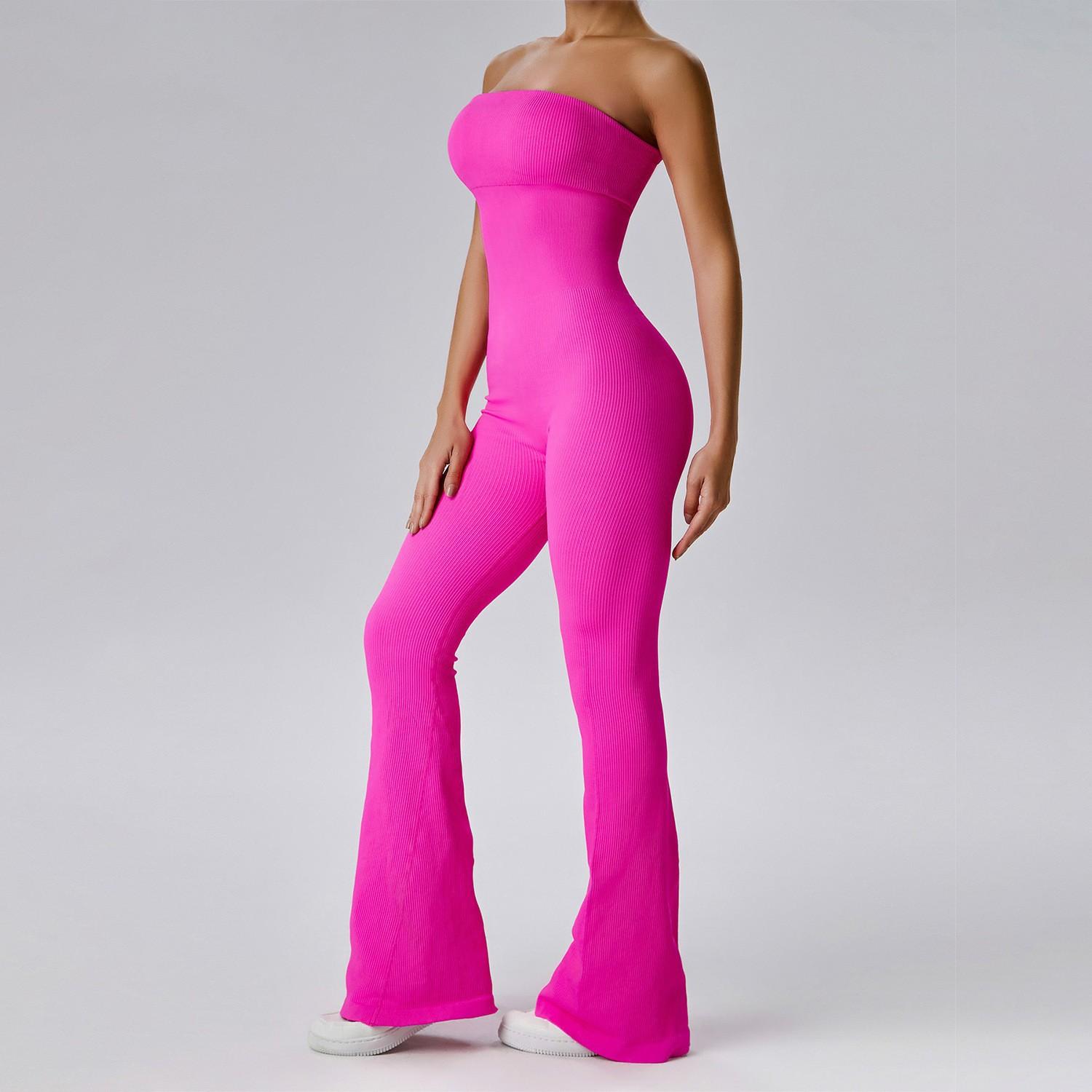 

JYL Yoga Shorts Trousers Suit Seamless Wrap Fitness Training Flared Pants Outfit M alizarin темно-червоний колір