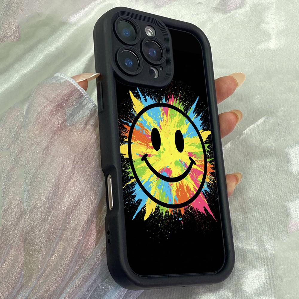 JT189 Colorful Smiley Face for iPhone 17 16 15 14 Pro Max Samsung S26 S25 Ultra A17 A16 A07 A56 A15 A06 Xiaomi 15T Redmi 15c 14C Note 13 Soft TPU Case