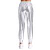 Damen Metallic Tanzhose Hoher Bund Elastischer Bund Lockerer Schnitt Sporthose Glänzender Schimmer Moderne Hose