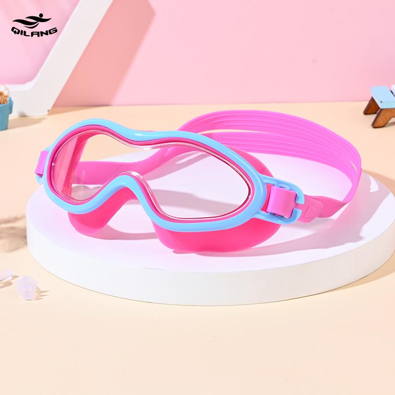 Kids' HD Large-Frame Waterproof Anti-Fog Swim Goggles: Comfortable & Non-Tightening—Perfect for Boys' and Girls' Professional Diving.