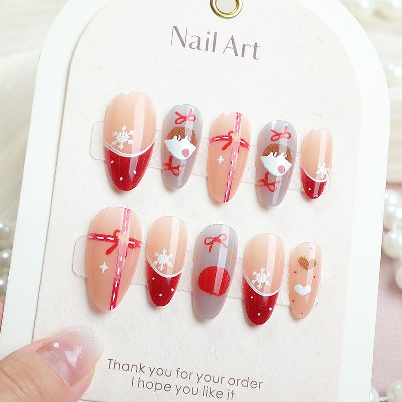 

Festive Heart Candy Snowflake Wearable Nails - European & American Style
