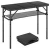 3Ft Folding Camping Table Picnic Table With Mesh Storage Layer Carrying Bag And Metal Frame Black