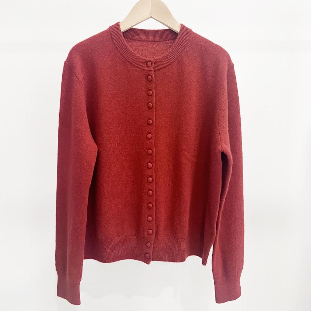 2026 Women's Pure Cashmere Round Neck Cardigan - Single-Breasted Knit Sweater Coat