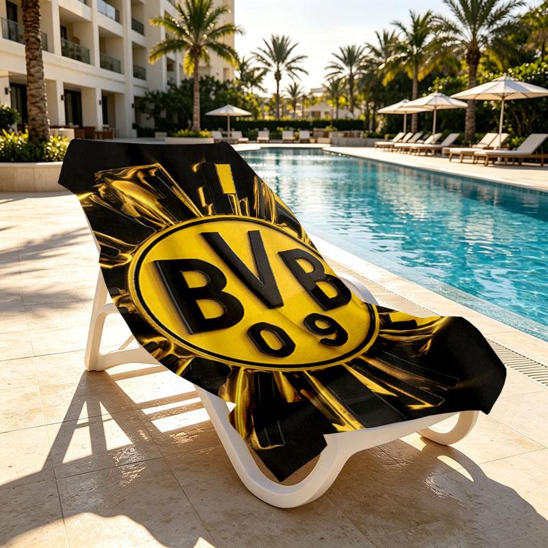 Borussia Dortmund Print Beach Towel Design, Soft, Lightweight. for Home Bathroom, Spa, Pool, Yoga, Surfing, Camping, Gift for Family, Friend