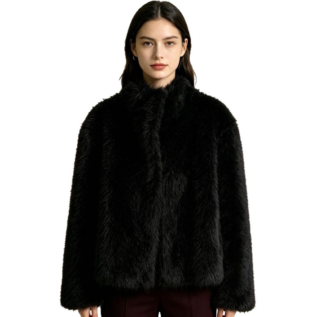 Women's clothing winter new European and American style temperament artificial fur short stand-up collar fluffy coat