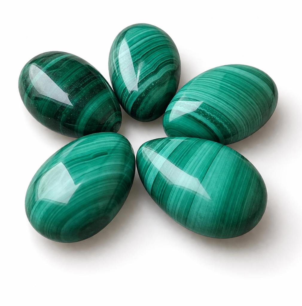 AAA+ Malachite Teardrop Cabochon Natural Gemstone 20x30mm | Green Banded Malachite Loose Stone for Jewelry Making, Statement Jewelry