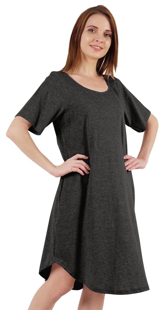 Inkmeso Noční košile pro ženy s krátkým rukávem W Noční košile s kulatým výstřihem Jersey tunika