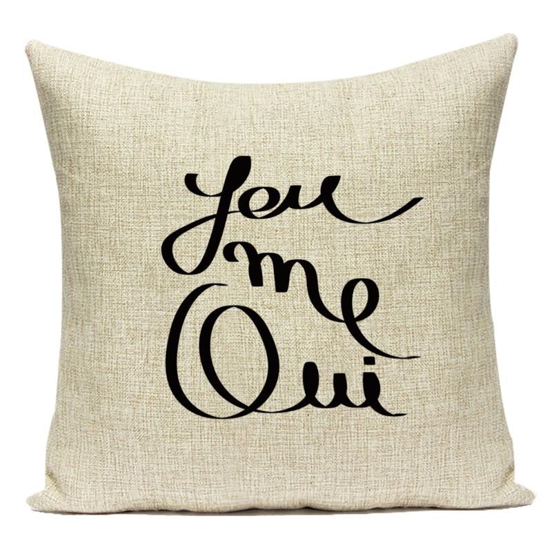 Motto Letters Printed Home Decor Cushion Covers Polyester Black White Pillow Cover Sofa Bed Car Decorative Pillow Case