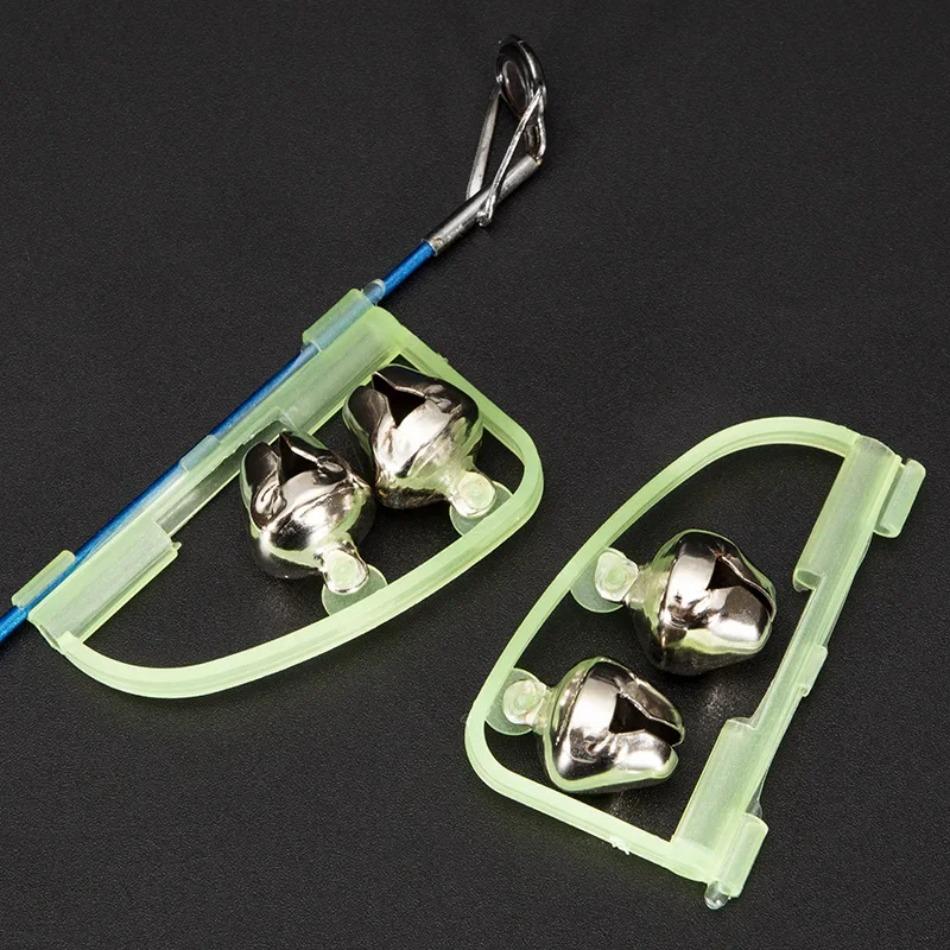 New Night Fishing Twin Bells Luminous Clip On Bite Alarm 5 Pcs/Lot Portable Fishing Rod Tackle Accessories Durable Fishing Gear