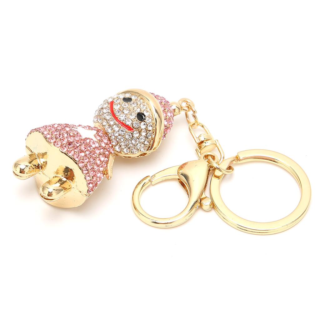 Snowman Rhinestone Key Chains Sparkling Pendant Keychain Alloy Bag Buckle Pandant for Christmas