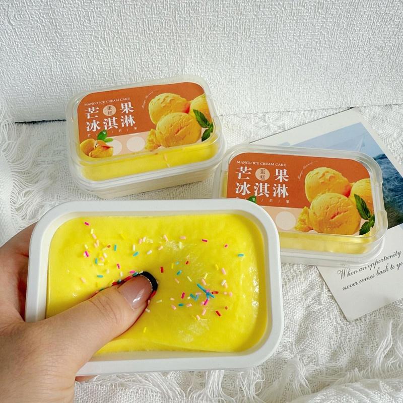 Squishy Simulated Ice Cream Cake Stress Relief Fidget Toy Slow Rising Soft Texture Sensory Toy for Kids Holiday Gift Adults