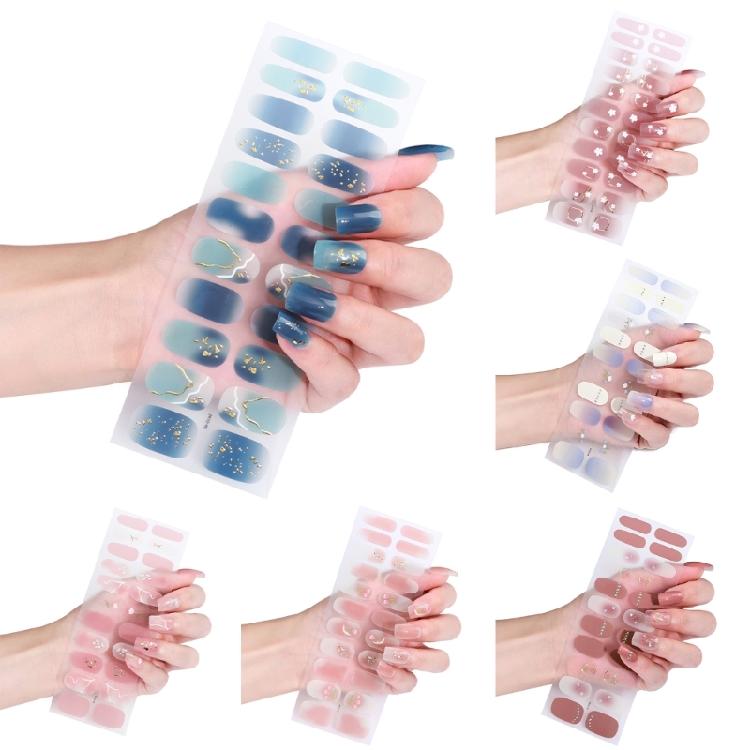 22Pcs Self-Adhesive Warm Color Nail Polish Sticker Full Nail Wraps for Nail Art